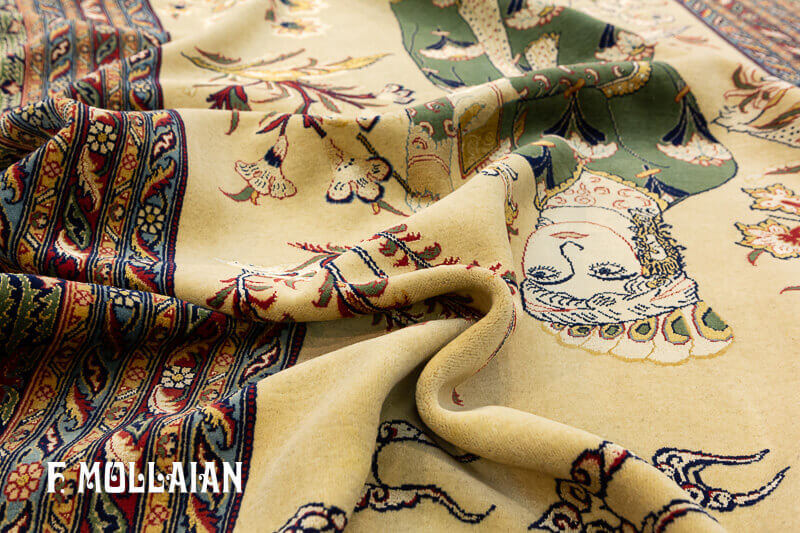 Antique Persian Part Silk Kashan Rug n°:55547863